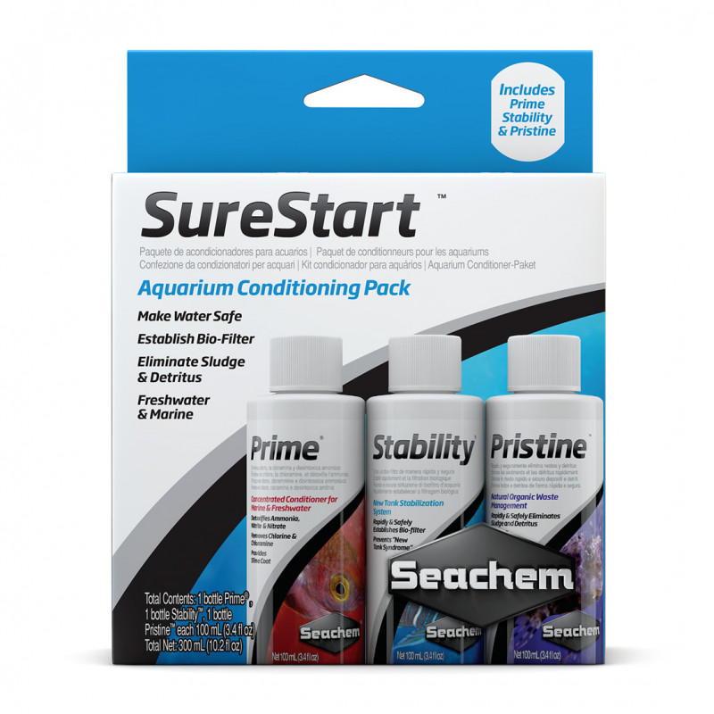 Seachem Sure Start Pack 3x100ml - zestaw startowy do akwarium