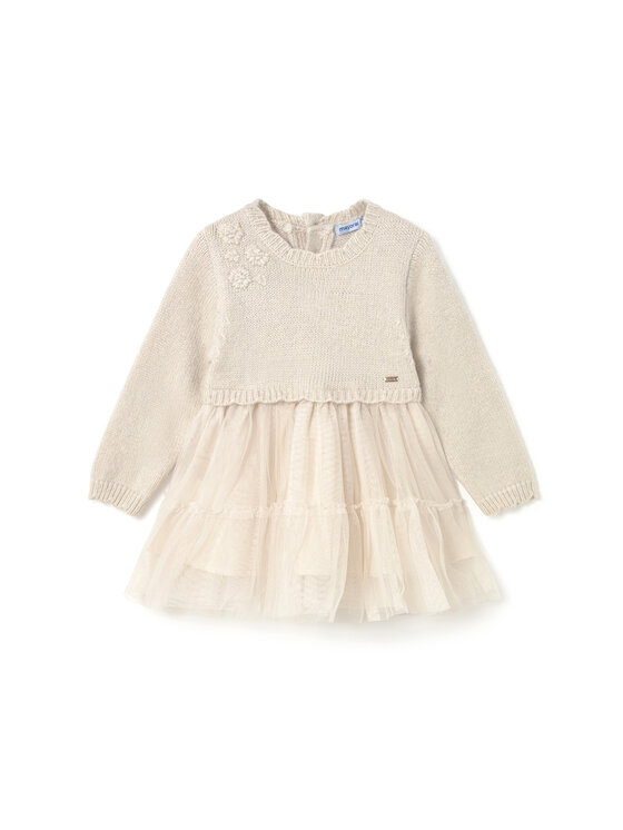 Mayoral Sukienka elegancka 2905 Écru Regular Fit