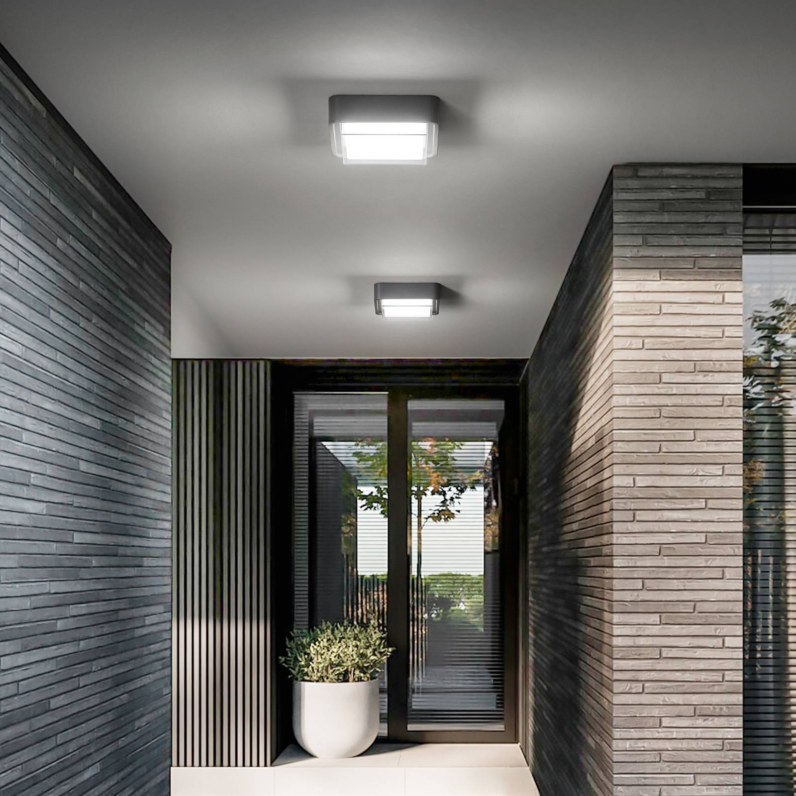 Fabas Luce Lampa sufitowa zewnętrzna LED Diuk, ciemnoszara, metal, IP65 Diuk, czarny