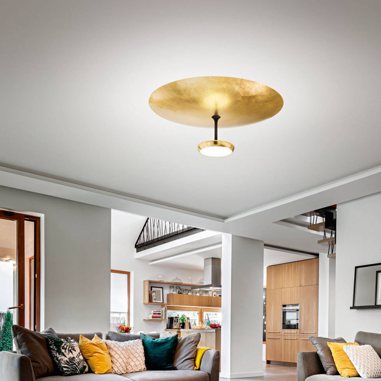 Fabas Luce Lampa sufitowa LED Yuko, możliwość ściemniania, salon / jadalnia, metal, nowoczesny
