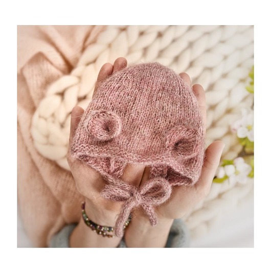 Bonetka Brudny róż Baby Alpaka + Merino