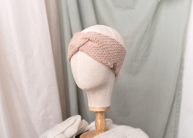 Opaska pudrowy róż Merino i Baby Alpaka