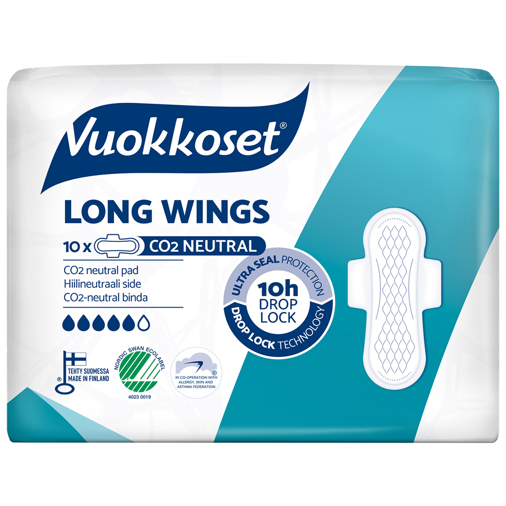 Vuokkoset White, podpaski ze skrzydełkami, Long, 10 sztuk