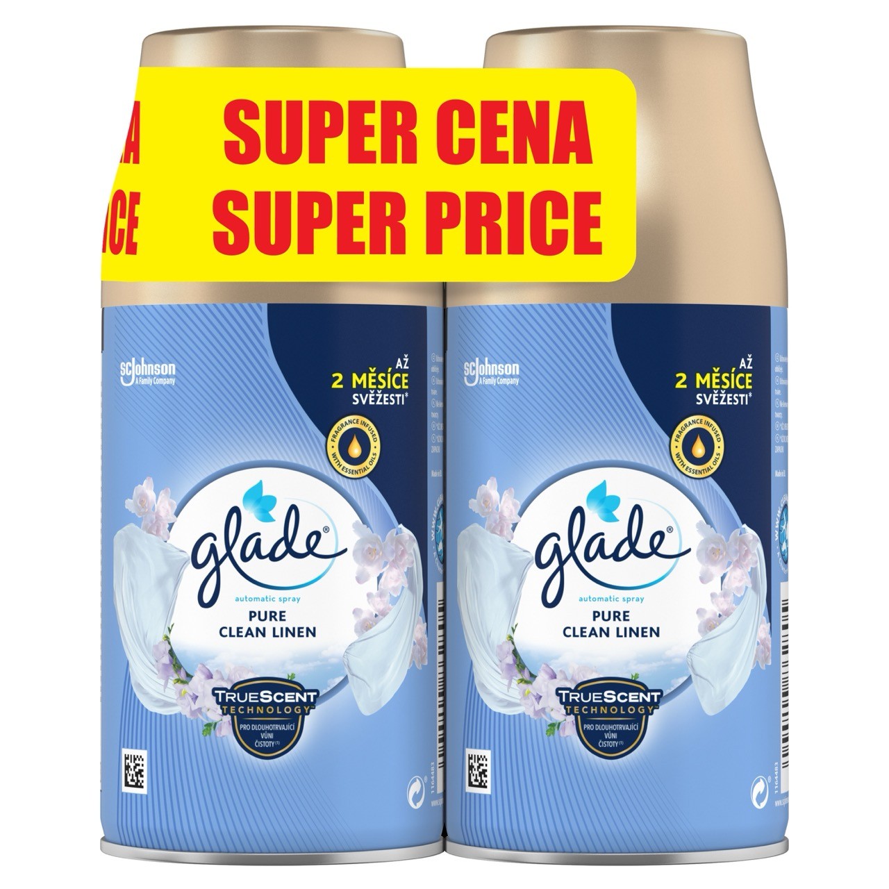 Podwójny zapas do automatycznego odświeżacza powietrza Glade Pure Clean Linen