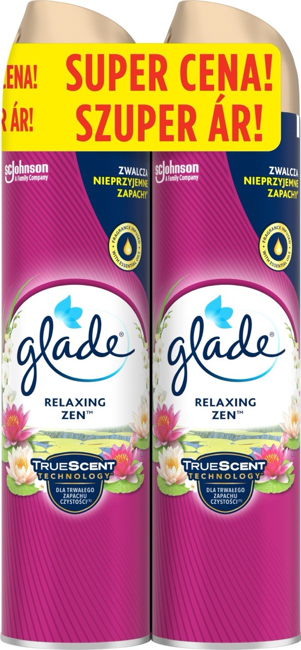 Podwójny odświeżacz powietrza w aerozolu 1+1 Glade Relaxing Zen