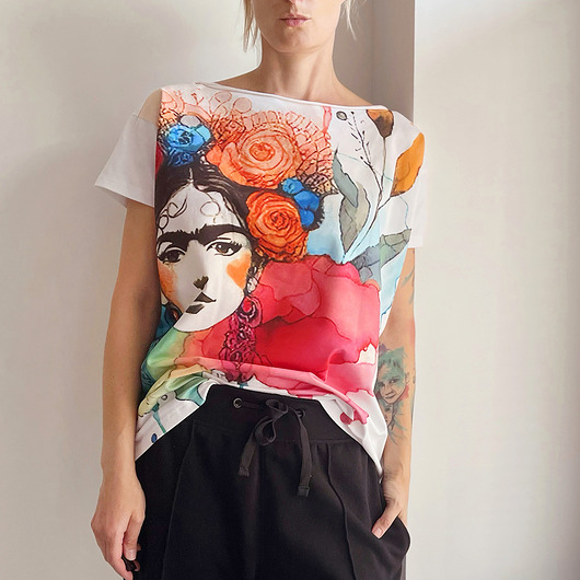 Frida fullprint Biały Oversize