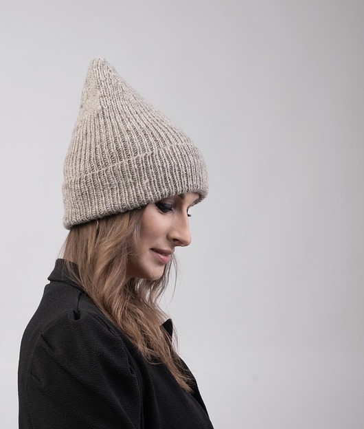 Czapka beanie chłodny beż 100% merino