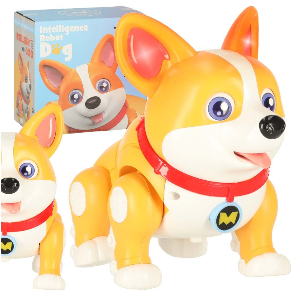 Pies piesek interaktywny robot Corgi świecące uszy muzyka - zabawka