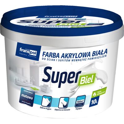Franspol Farba akrylowa wewnętrzna SUPER BIEL 10 l