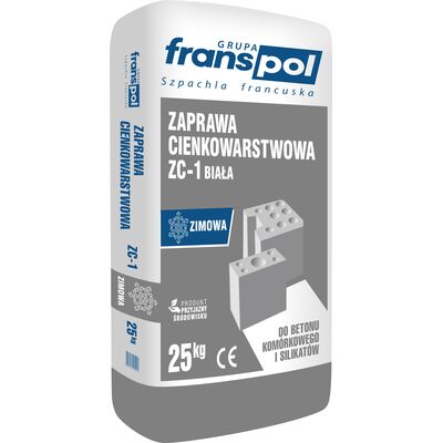 Zaprawa cienkowarstwowa ZC-1 biała zimowa 25 kg Franspol