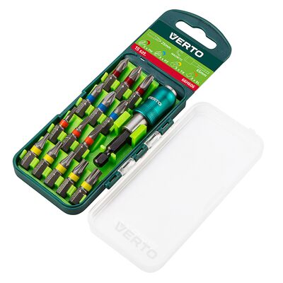 VERTO Zestaw bitów 16 sztuk, 25 mm - 3 x PH, 3 x PZ, 3 x SL, 5 x TX + uchwyt magnetyczny