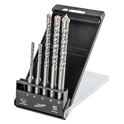 GRAPHITE Zestaw wierteł do betonu SDS Plus, quatro, zestaw 5 sztuk - 5, 6 x 110 mm + 8, 10, 12 x 160 mm