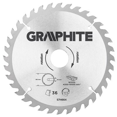 GRAPHITE Tarcza do pilarki, widiowa, 185 x 30 mm, 36 zębów