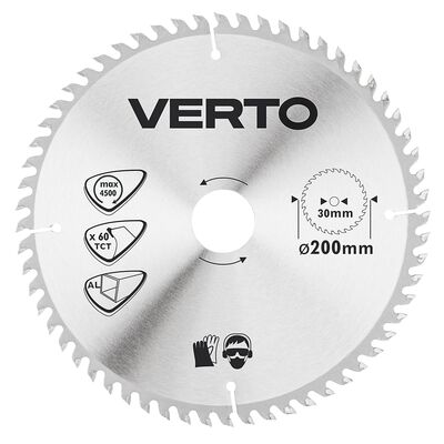 VERTO Tarcza do pilarki, widiowa, 200 x 30 mm, 60 zębów, do aluminium