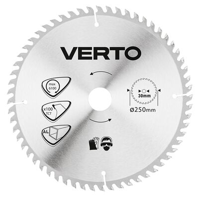 VERTO Tarcza do pilarki, widiowa, 250 x 30 mm, 100 zębów, do aluminium