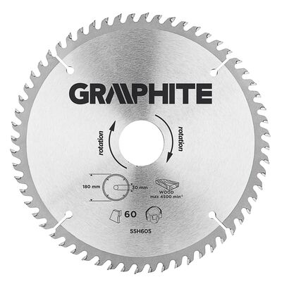 GRAPHITE Tarcza do pilarki, widiowa, 180 x 30 mm, 60 zębów