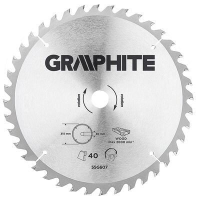 GRAPHITE Tarcza do pilarki, widiowa, 315 x 30 mm, 40 zębów