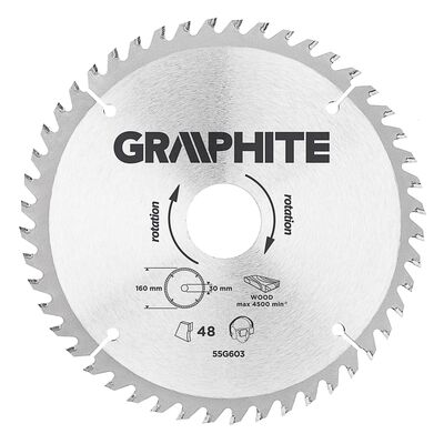 GRAPHITE Tarcza do pilarki, widiowa, 160 x 30 mm, 48 zębów