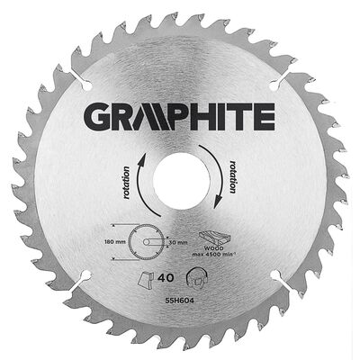 GRAPHITE Tarcza do pilarki, widiowa, 180 x 30 mm, 40 zębów