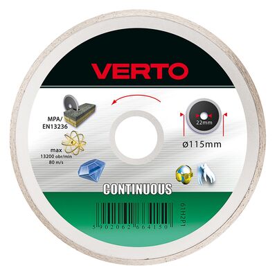 VERTO Tarcza diamentowa 115 x 22,2 mm, pełna