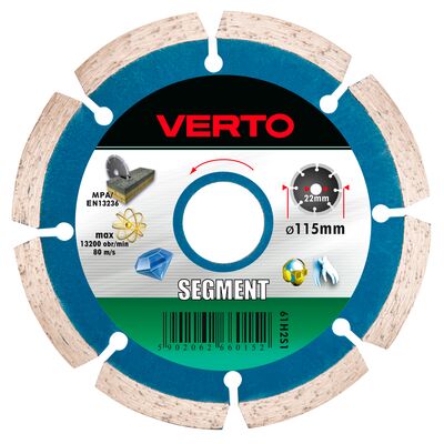VERTO Tarcza diamentowa 115 x 22,2 mm, segmentowa