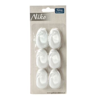 Wieszak samoprzylepny Niko plastikowy owalny 6 sztuk biały