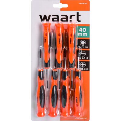 Jufisto Wkrętak precyzyjny SL2,4 x SL3 x PH00 x PH0 x T8 x T9 x T10 x 40 mm, zestaw: 7 sztuk