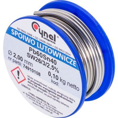 Spoiwo lutownicze 0,10 kg na szpulce 2 mm 40% Cynel