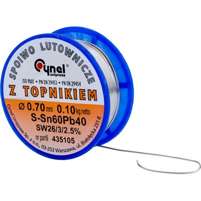 Spoiwo lutownicze z topnikiem 60% 0,7 mm szpulka 0,10 kg Sn60Pb40 Cynel
