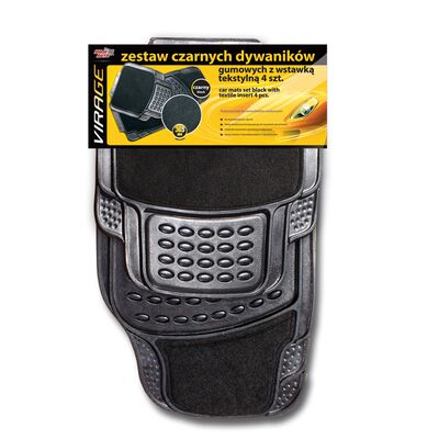 Dywanik gumowy czarny z wstawką tekstylną zestaw 4 sztuki Moje Auto VIRAGE