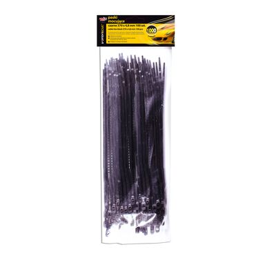 Paski mocujące czarne 370 x 4,8 mm 100 sztuk Moje Auto VIRAGE
