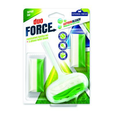 Kostka WC dwufazowa, Duo Force + 2 x zapas, 3 x 40 g, las, General Fresh