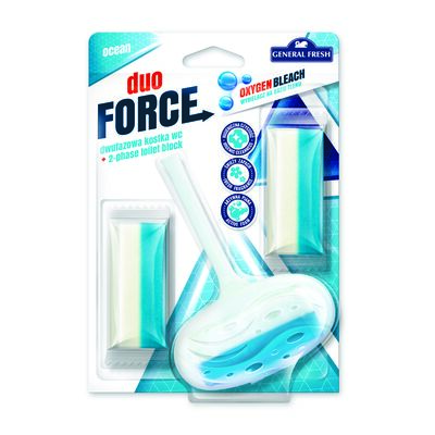 Kostka WC dwufazowa, Duo Force + 2 x zapas, 3 x 40 g, morze, General Fresh