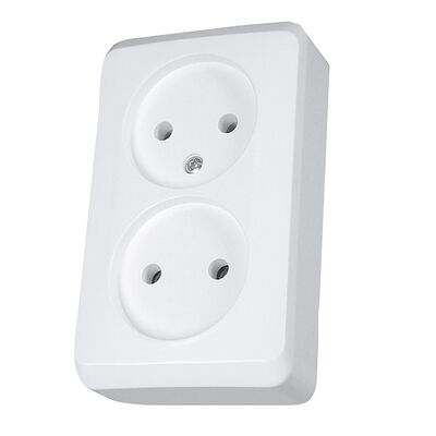 Gniazdo 2 x 2P białe Prima