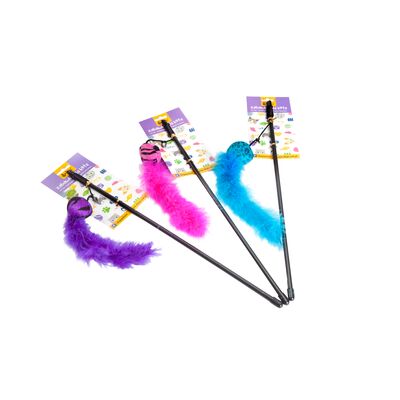 Wędka dla kota piłka z ogonkiem fioletowa