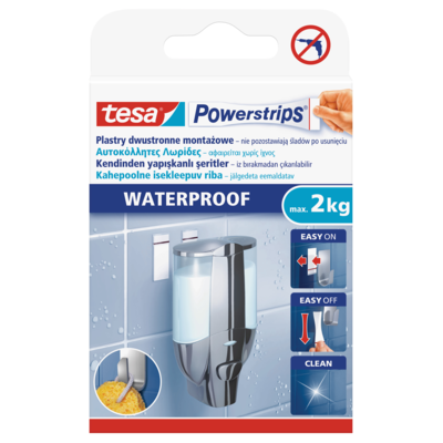 Plastry samoprzylepne, POWERSTRIPS WATERPROOF, 6 sztuk, do 2 kg, tesa