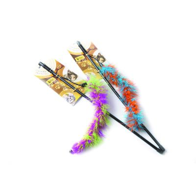 Wędka ogonek z piórkami różowo-zielony Dingo