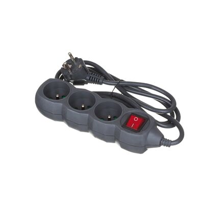 Przedłużacz 3 gniazda 1,5 m z wyłącznikiem czarny