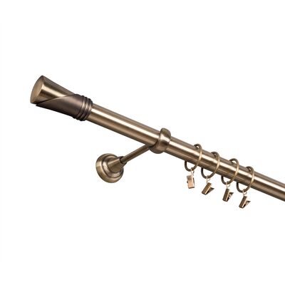 Karnisz pojedynczy 25 mm antyczny mosiądz I 160 cm Duncan żabka