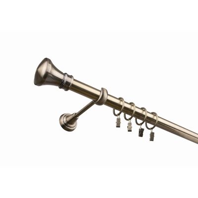 Karnisz pojedynczy 25 mm antyczny mosiądz I 160 cm Luxor żabka