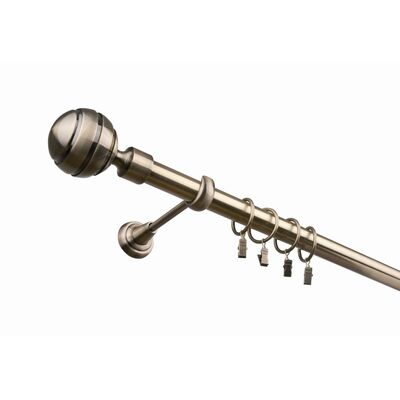 Karnisz pojedynczy 25 mm antyczny mosiądz I 160 cm żabka paola