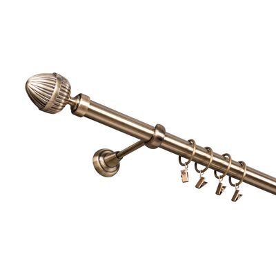 Karnisz pojedynczy 25 mm antyczny mosiądz I 200 cm żabka odeon