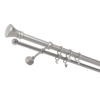 Karnisz podwójny 25/16 mm srebro mat 200 cm Luxor żabka