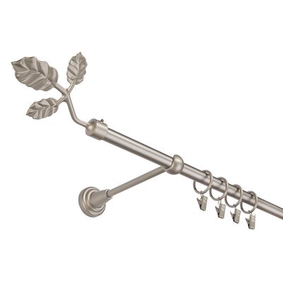 Karnisz pojedynczy 16 mm srebro mat I 160 cm Listek żabka