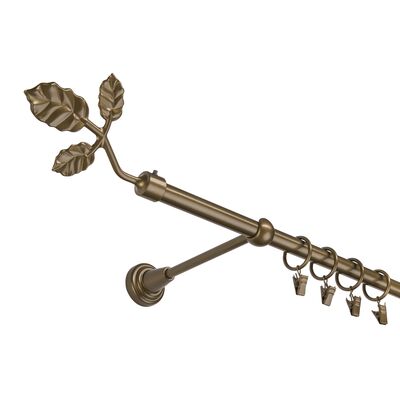 Karnisz pojedynczy 16 mm złoty antyk I 160 cm żabka listek