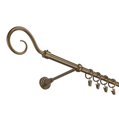 Karnisz pojedynczy 16 mm złoty antyk I 200 cm Hak żabka