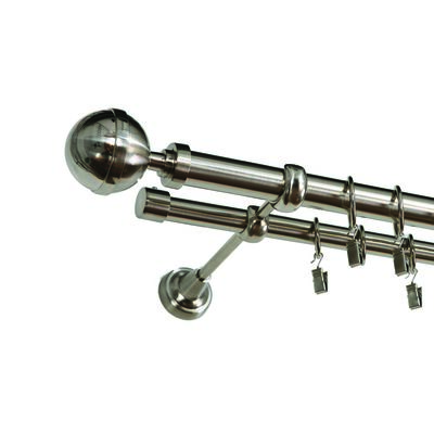 Karnisz Zeus Ø25 podwójny 320 kula nikiel