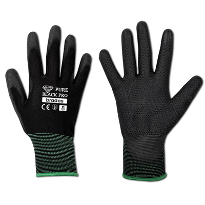 Rękawice ochronne PURE BLACK PRO poliuretan, rozmiar 10