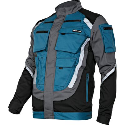 LAHTI PRO Bluza ochronna czarno-szaro-turkusowa z pasami odblaskowymi XL