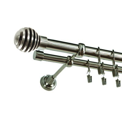 Karnisz podwójny ZEUS Ø25, 160 cm luka nikiel